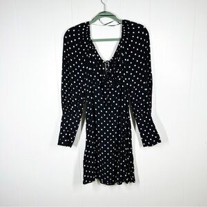 NWT Topshop Black Polka Dot Long Sleeve Mini Dress 8